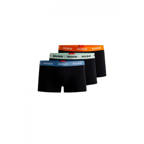 Hugo ανδρικά βαμβακερά 3pack boxers σε μαύρο χρώμα σε διαφορετικό χρώμα στο λάστιχο 50517878 961